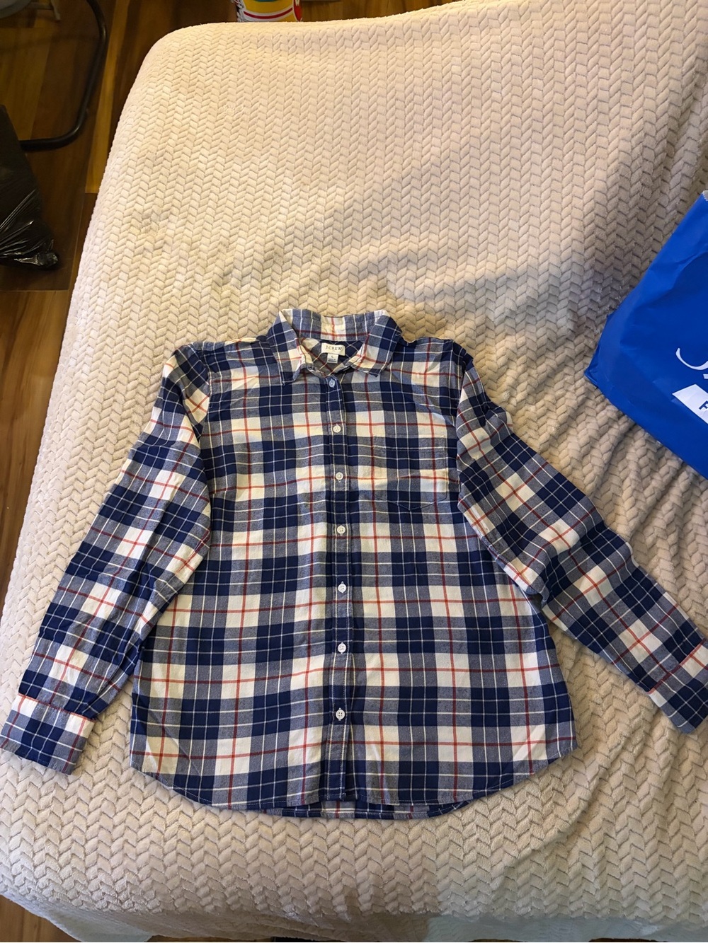 Crewcuts Navy, White & Red Plaid Button-Down Shirt